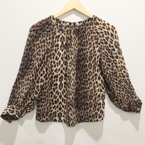 TOPSHOP animal print sheer open back blouse